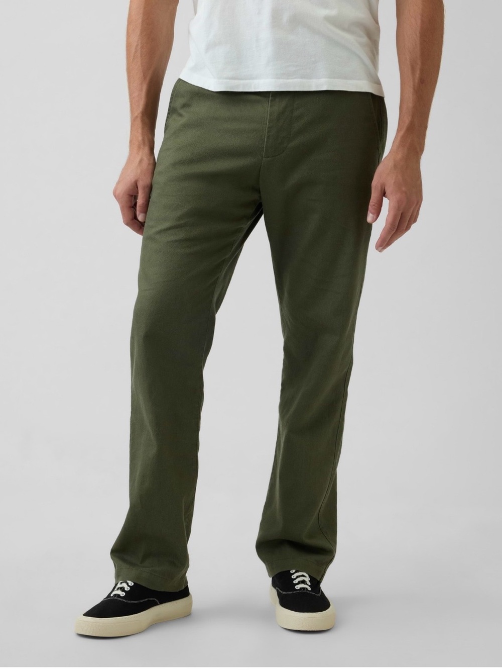 Gap Olive Green Linen Pants - Straight Fit